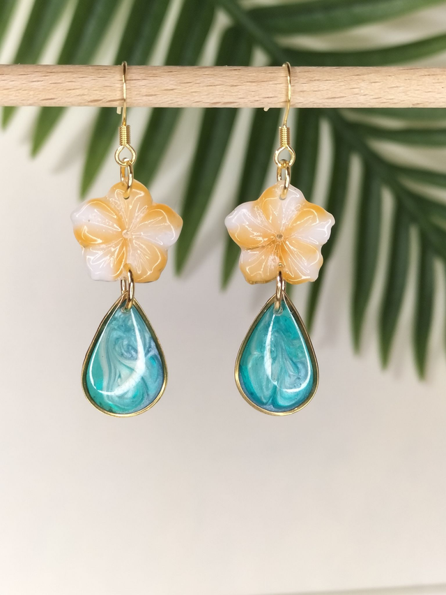 Boucles d'oreilles gouttes turquoises