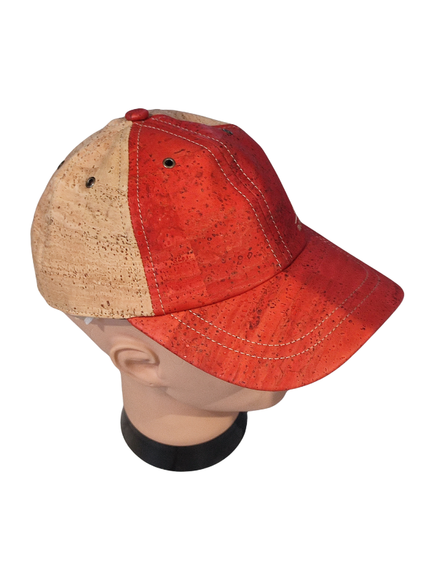 Casquette en liège rouge et naturel montado