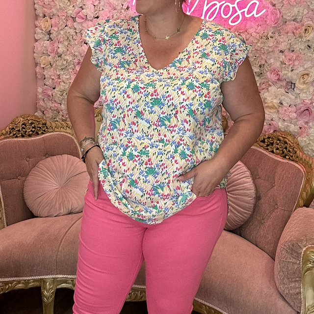 548- Haut motif manches volants