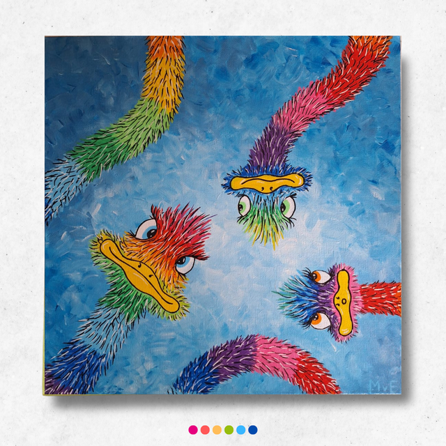 Struisvogels 3 | Schilderij