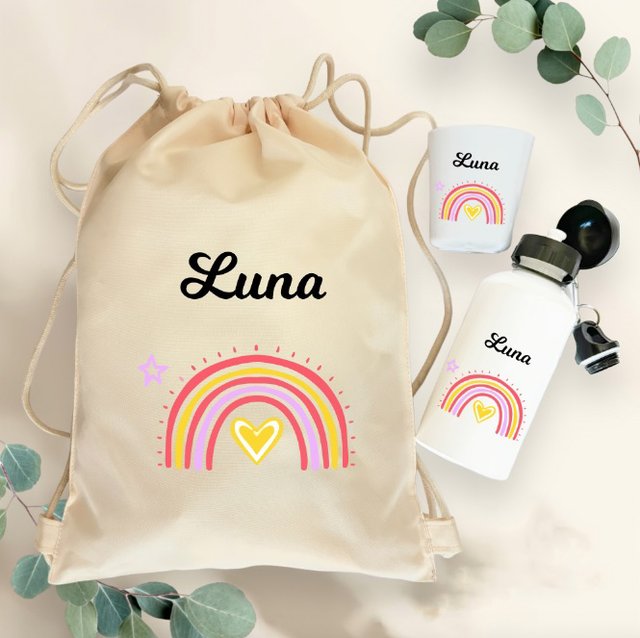 Ensemble gourde gobelet et sac personnalisés 