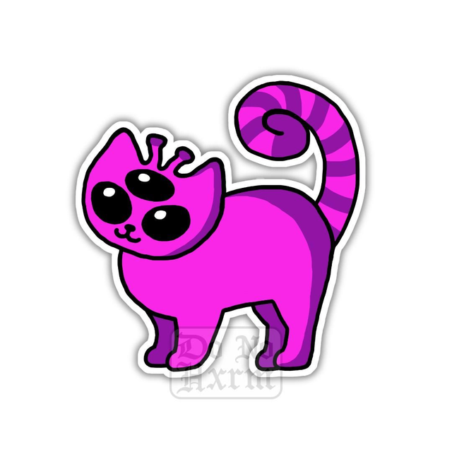 Pink Alien Cat Sticker