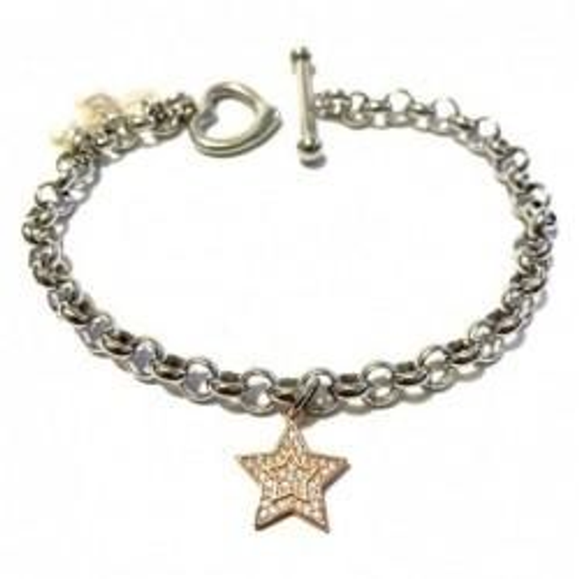 Bracciale donna in acciaio rosato con stella