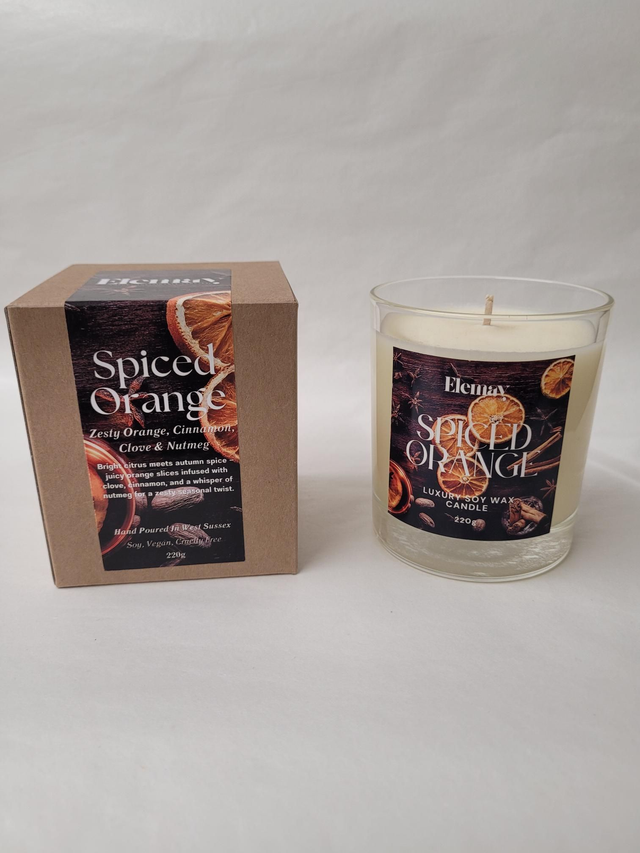 Spiced Orange Refillable Glass Jar Soy Wax Candle - ES-014