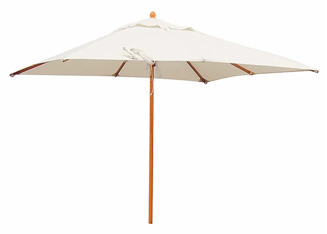 Ombrellone in legno Ecru palo centrale telo rettangolare con balza 3X4 Made in Italy