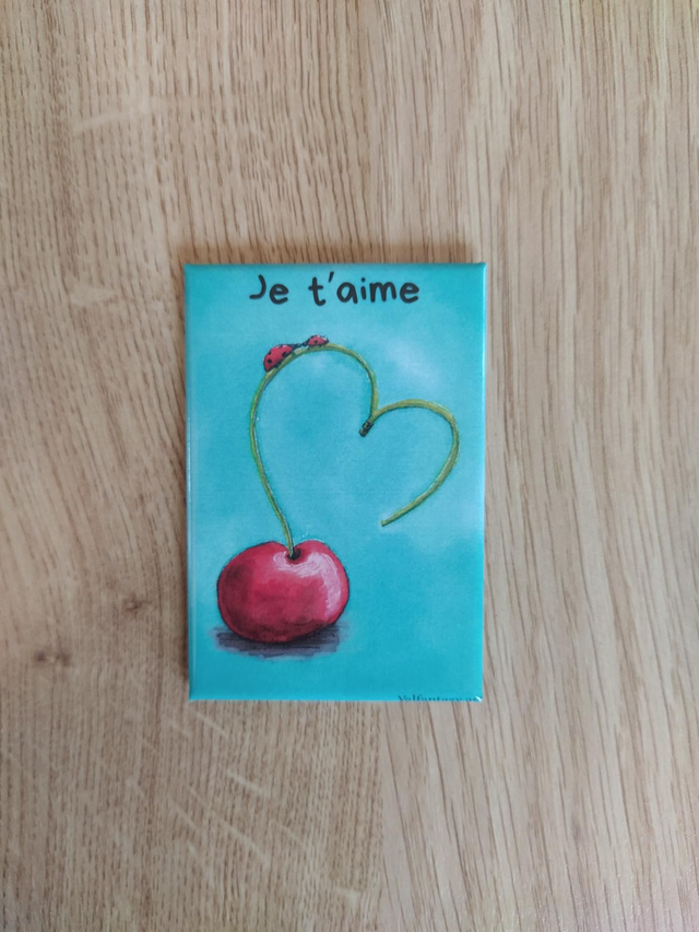 Magnet "Cerise Je t'aime" 7,8 x 5,3cm
