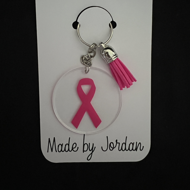 Pink Ribbon Keyring