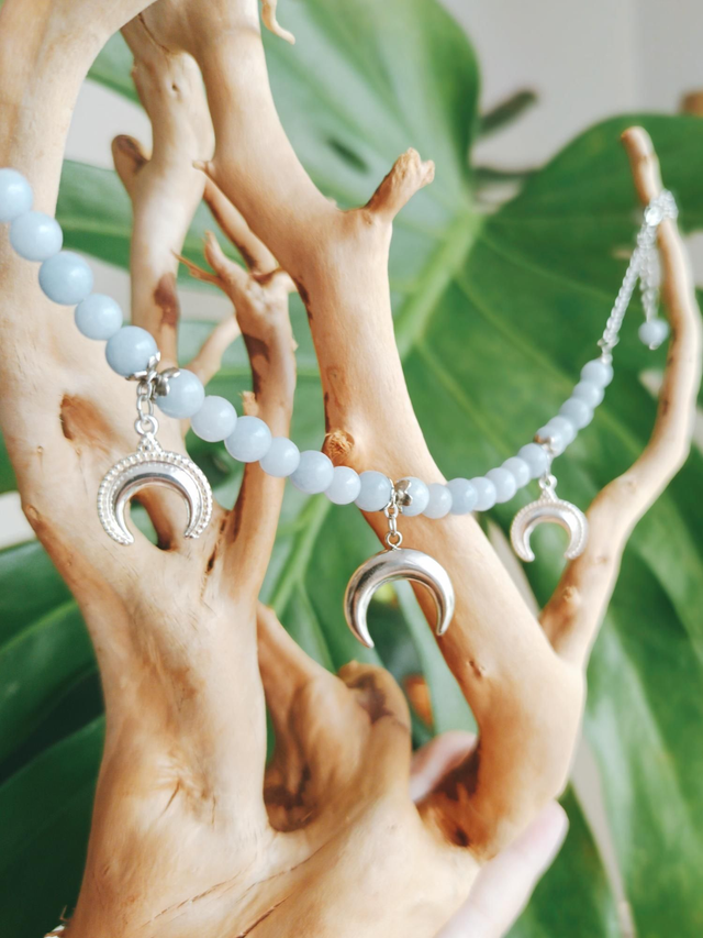 COLLIER - TRIPLE MOON (angélite)