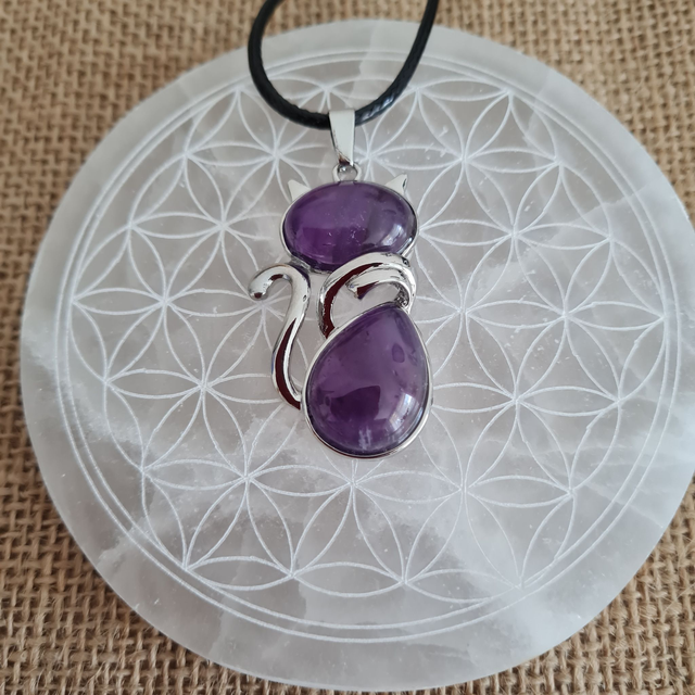 pendentif chat  Améthyste