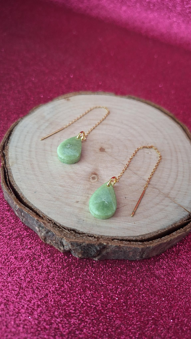 Boucles d&#039;oreilles à enfiler dorées gouttes anis