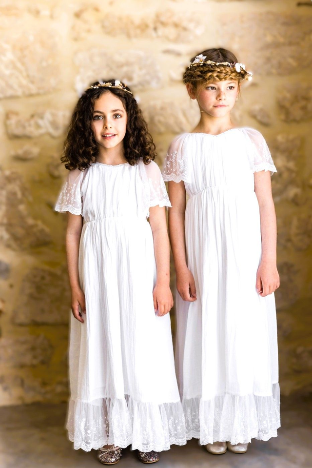 Robe cérémonie Robe en gaze de coton Ivoire ~ THELMA 