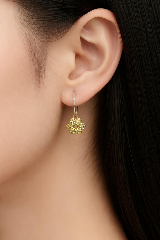 Boucles anneau fleur petit modèle- Collection Champagne 