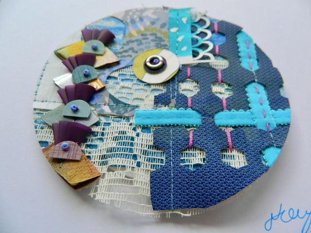 Square Paper + Stitch Collage - Blue/Purple