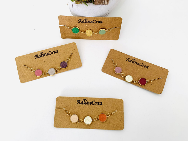 Bracelets avec chaine acier inoxydable doré et d'un connecteur recouvert d'une pièce de cuir