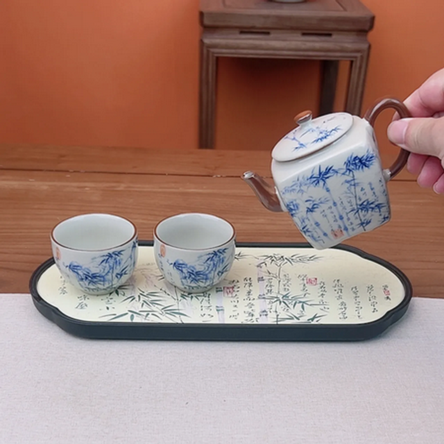 Square teapot &amp; two cups &amp; tea tray【四方泡茶壶&amp;两壶&amp;茶盘】