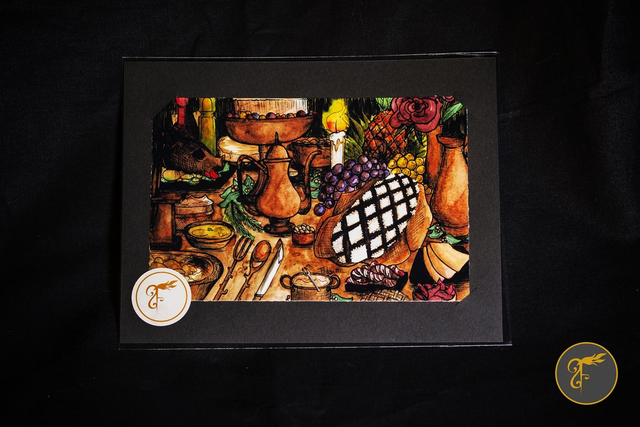 Illustration - Buffet médiéval - Carte A6