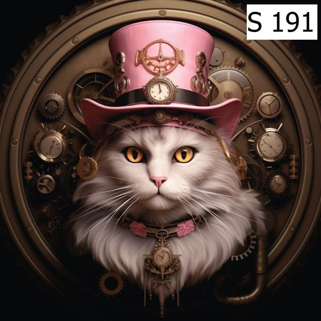 Panneau à coudre Chat vintage steampunk  en simili 30x30cm 