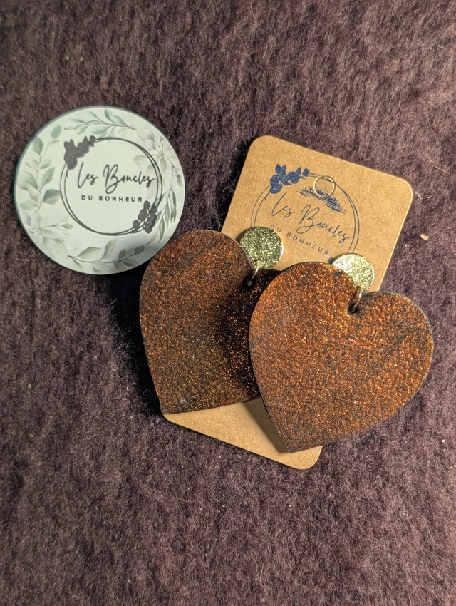 Boucles d'oreilles coeur ❤️  cuivré c013