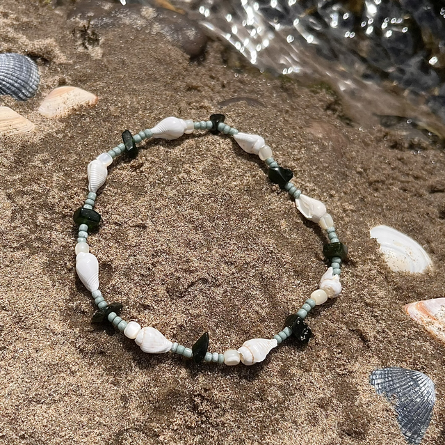 Enkelbandje groen-wit M