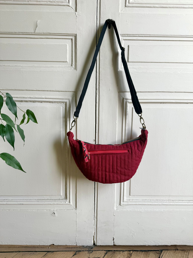 Sac Demi Lune matelassé - ROUGE BORDEAUX