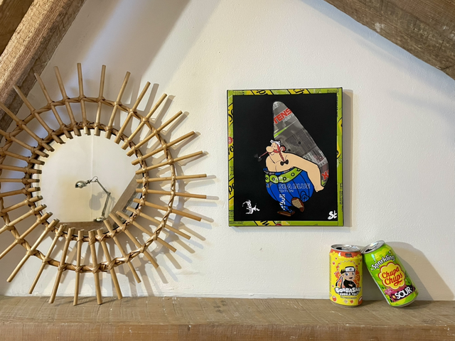 Tableau Obelix sur toile noire