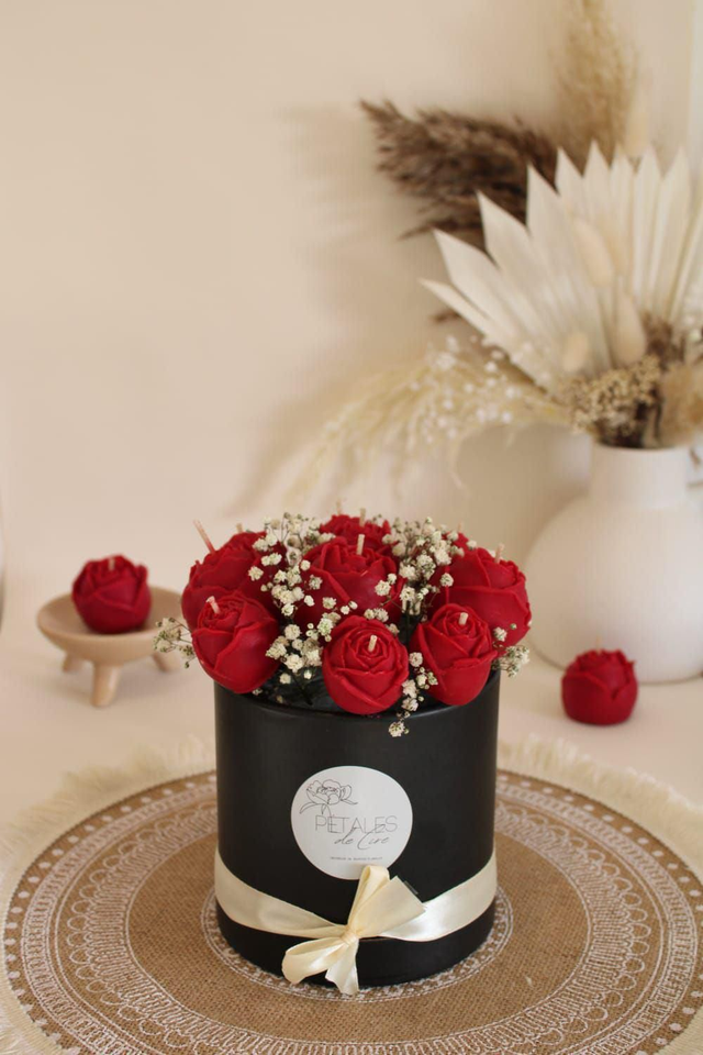 Bouquet de bougies roses rouges 
