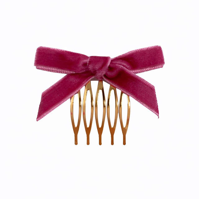 Peinecillo lazo rosa terciopelo 