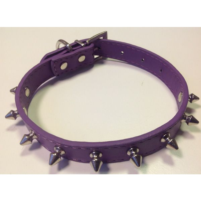 Halsband met spikes paars S/M