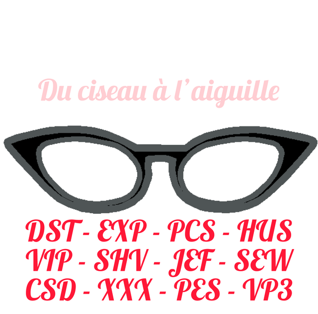 fichier broderie lunette rétro en appliqué - Cadre 10x10 / 12 Formats
