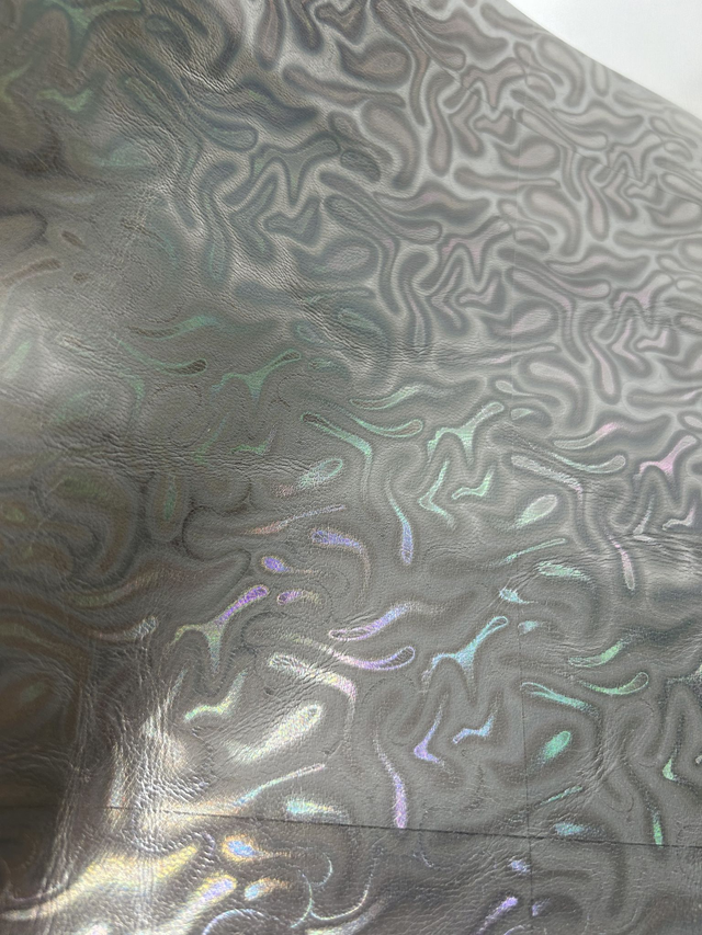 Chute de cuir argent holographique