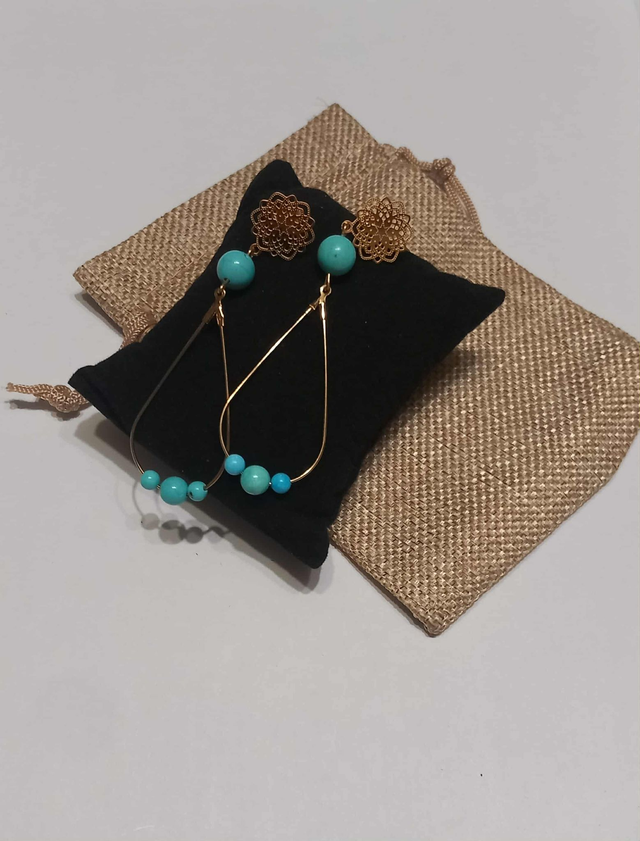 Boucles d'oreilles Glow doré - Turquoise