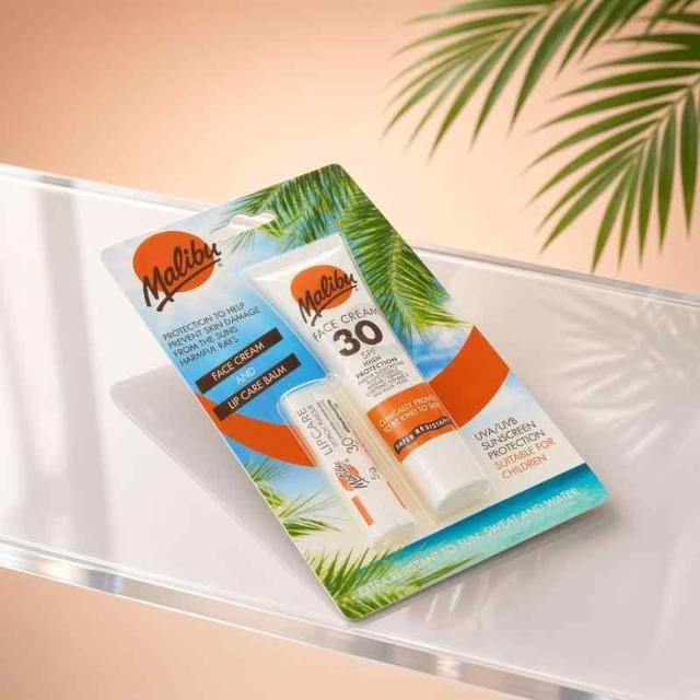 Malibu SPF 30 Lip Care Balm & SPF 50 Face Cream 2pcs Set | Sun Care