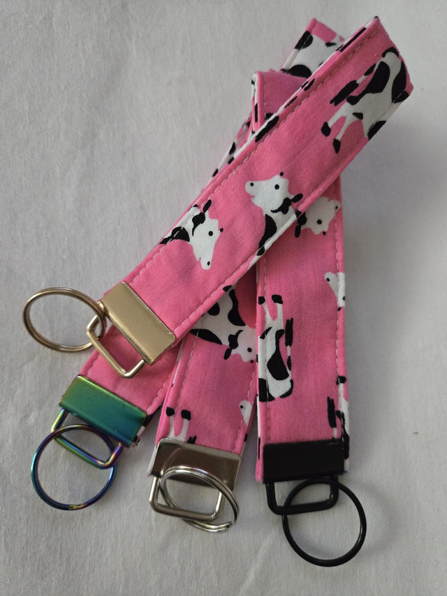 Pink with cows keyring 