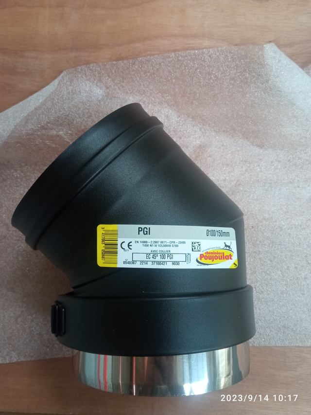 COUDE A 45° 100-150 PGI NOIR - 37100421 /9030