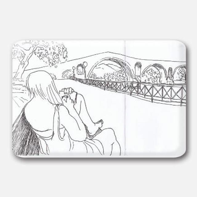 Chica dibujando puente