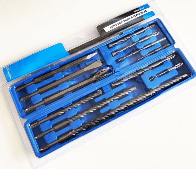 12pc SDS CHISEL &amp; TCT DRILL SET