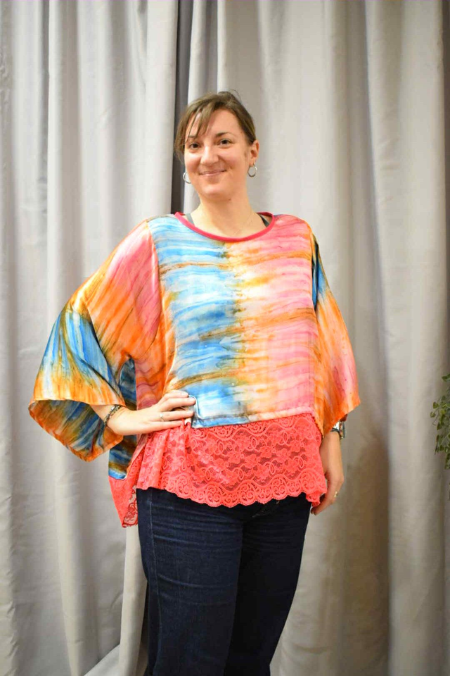 Top Cléo en Soie & Dentelle (Taille Unique 42–50)