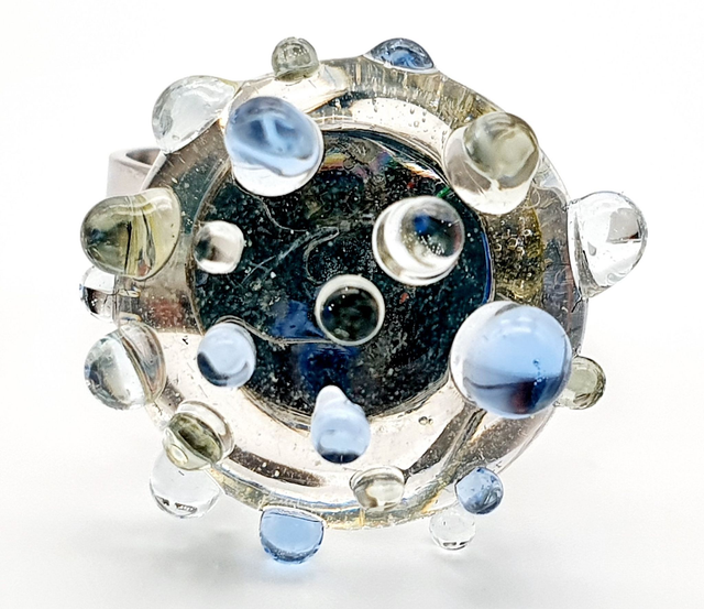 Bague Molécule bleue et grise