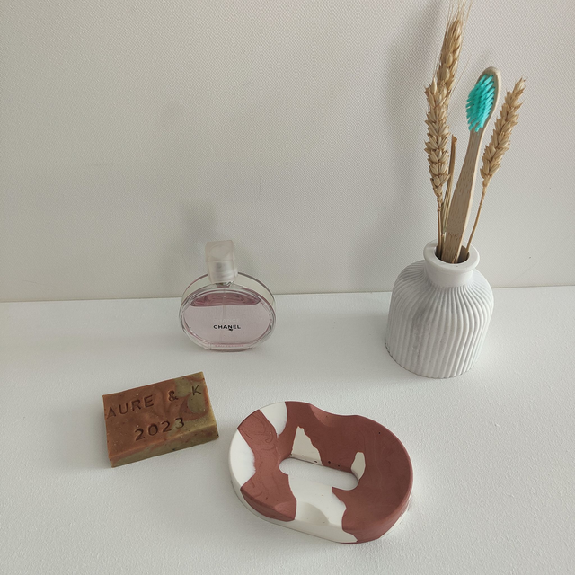 Porte savon "Curve" marbré Terracotta