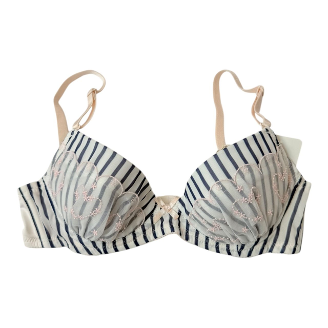 Blue and white pinstripe Japanese Bra 32A   