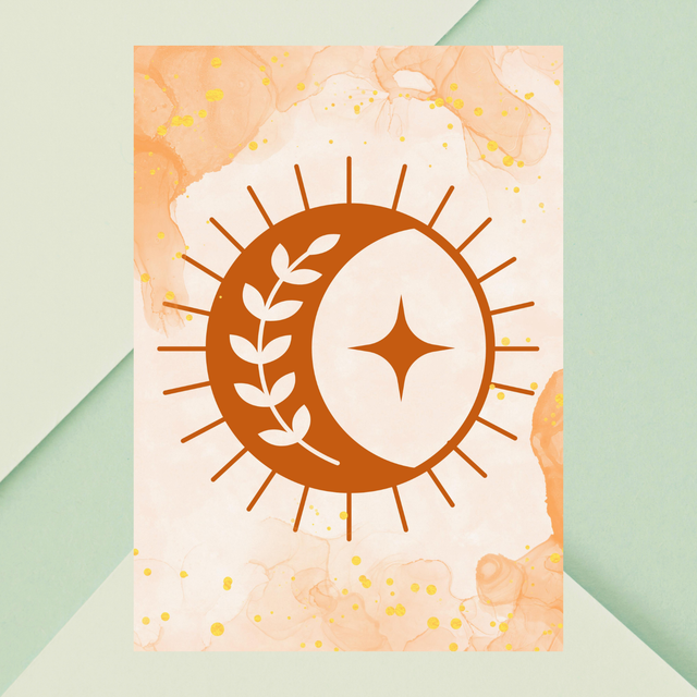 Affiche Demi-Lune &amp; Étoile Radiante Orange Pastel / Pastel Orange Half-Moon &amp; Star Radiant Art Print