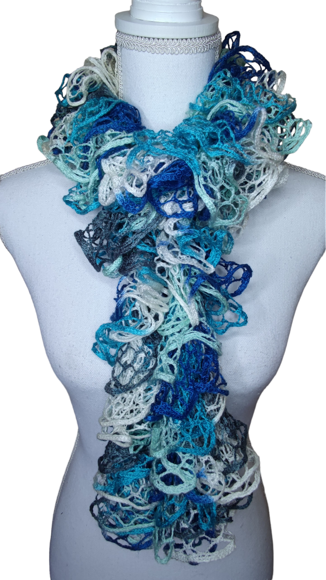 Écharpe dégradé bleu/blanc 