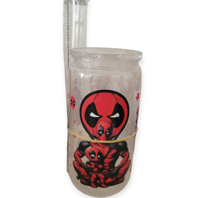 Gourde avec paille en plastique Deadpool