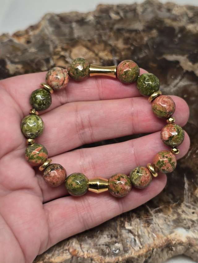 Bracelet Unakite à facette 1 cm