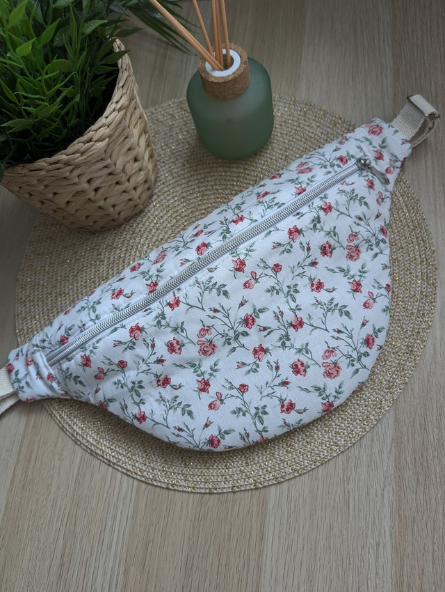 Sac banane femme en tissu fleuri 