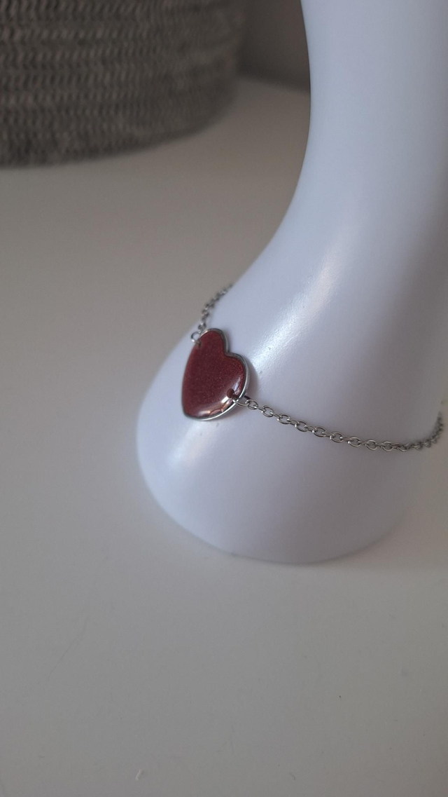 Bracelet cœur bordeau