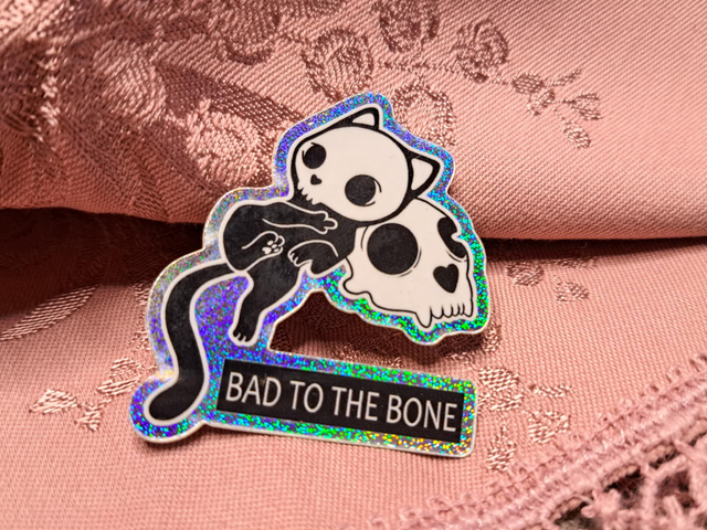 Sticker Skullcat "Bad to the bone"