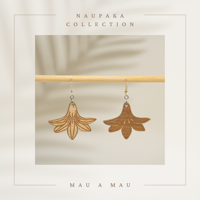 Boucles d'oreilles en Bois / Wood Earrings - Naupaka Mau a Mau