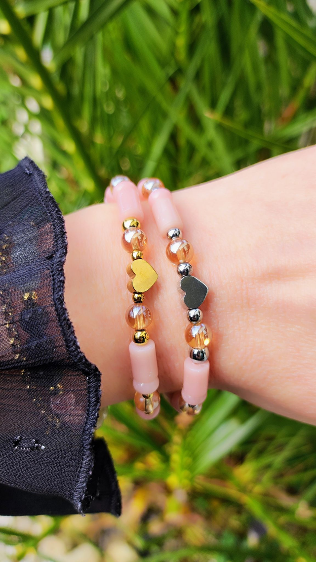 Bracelet "Amour" Opale rose