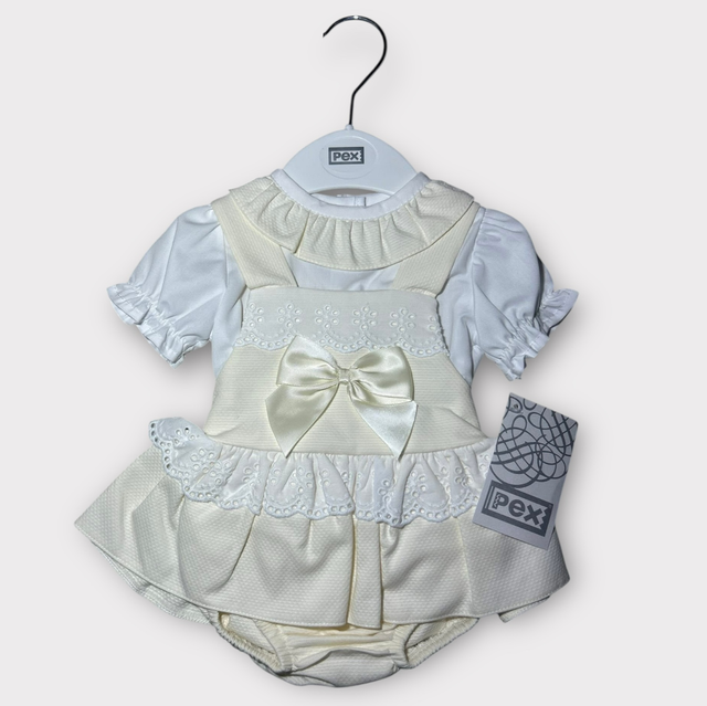 Baby Girls Ivory Pex Bow Romper